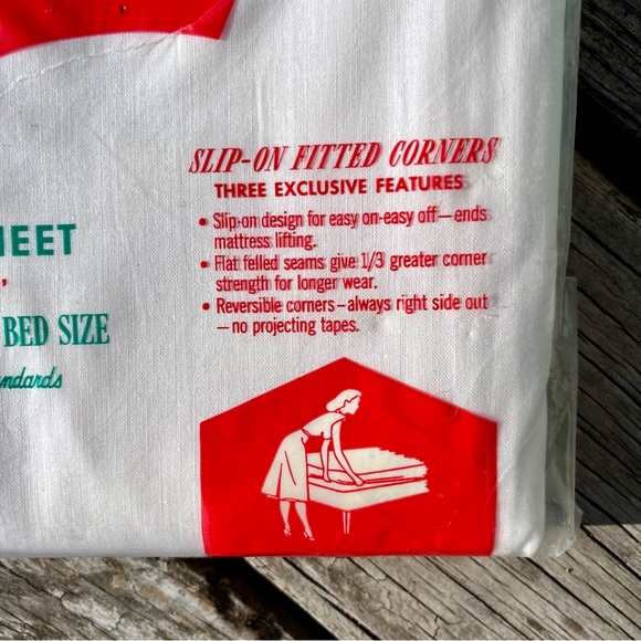 Vintage Sixties Pepperell White Muslin Fitted Sheet Deadstock Original Package - Picture 4 of 7
